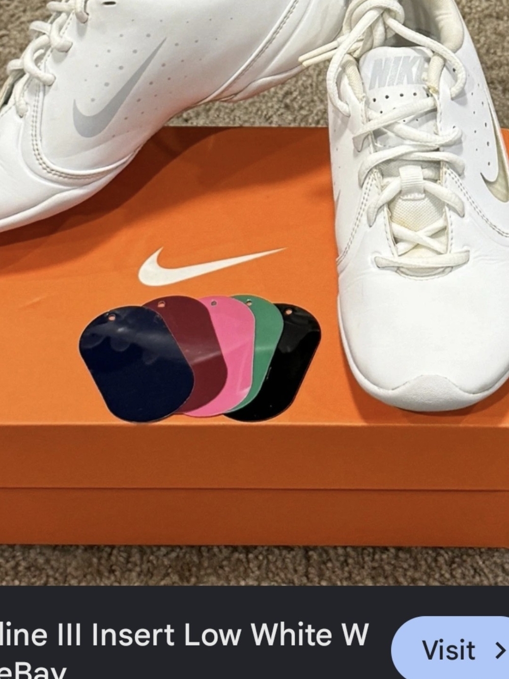 Nike White Womens Size 8 1/2 New In Box Y2k  with Multicolor Insert Tabs
